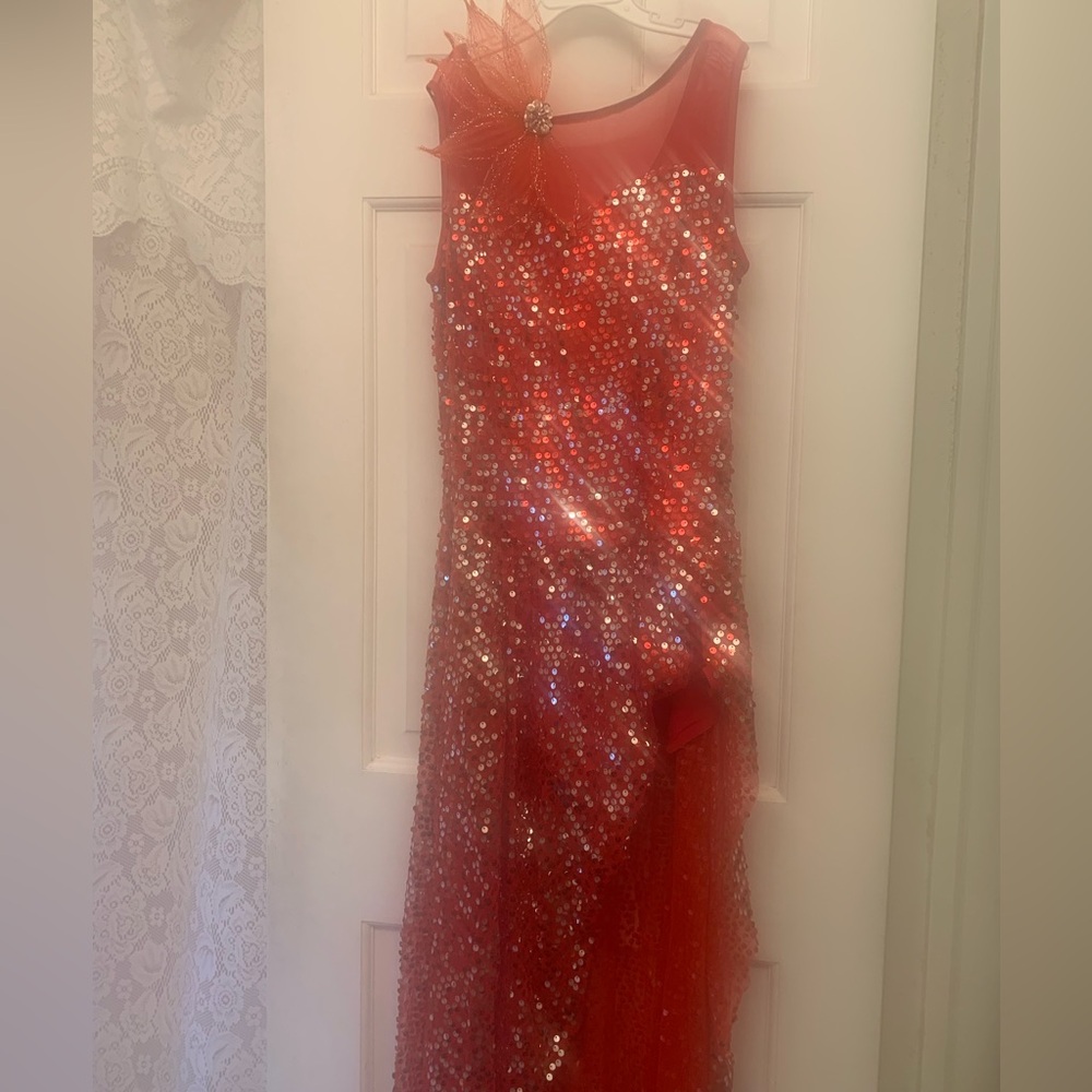 Weissman Red & Silver Sequin Dance Costume